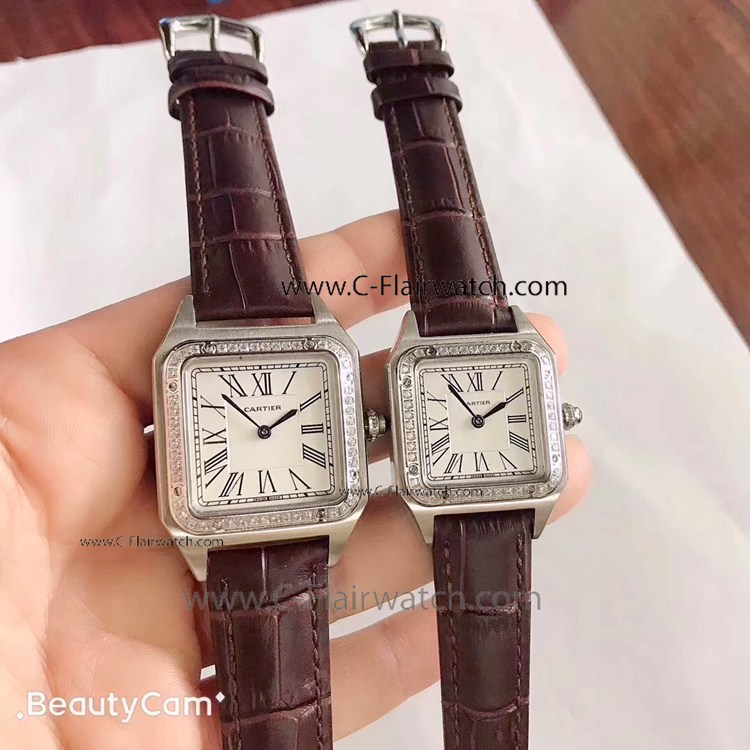 Cartier Santos Dumont Lover Watch SS Diamond Bezel
